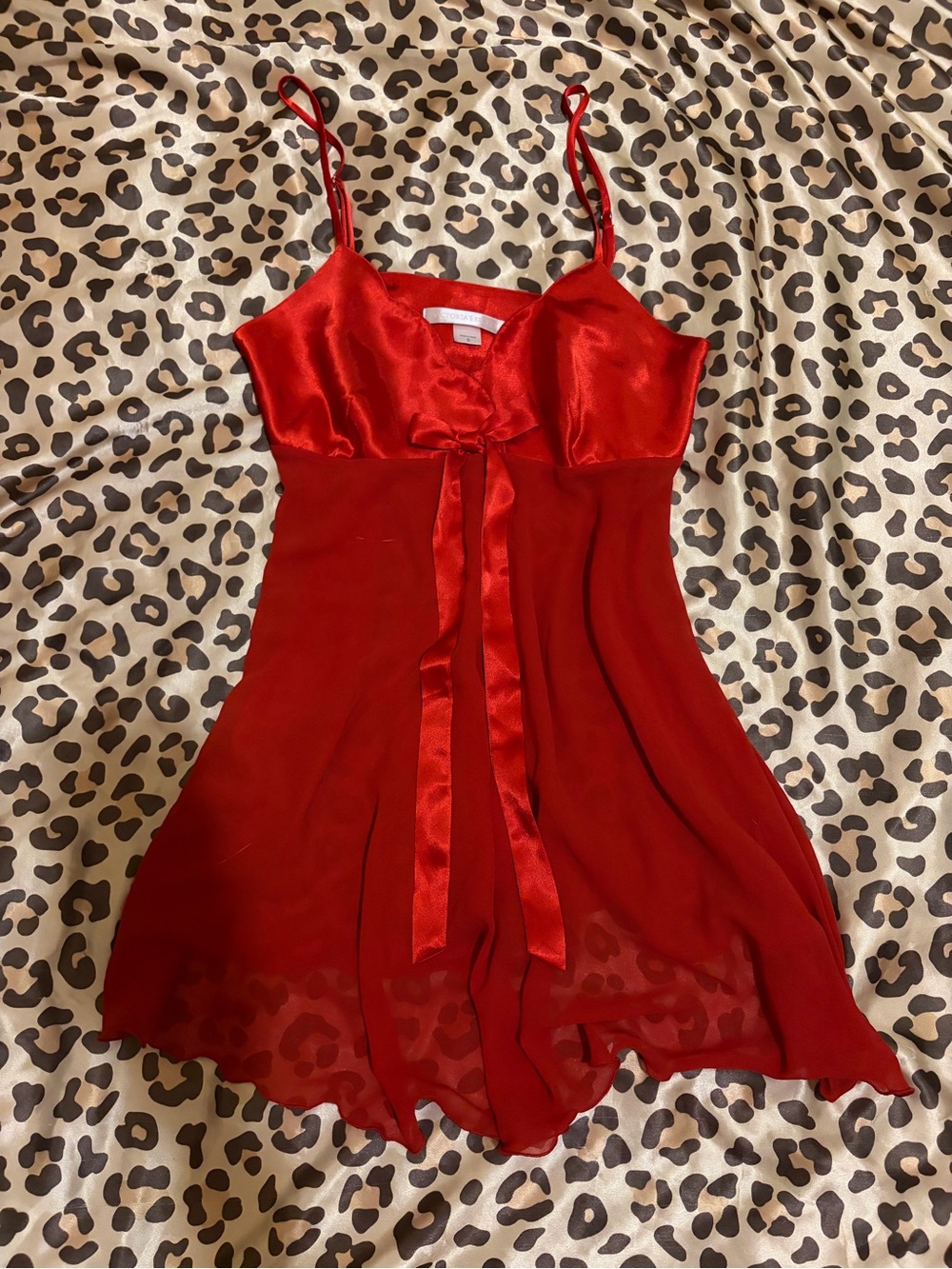 Vintage 90's Victoria's Secret Satin Slip Dress In Red